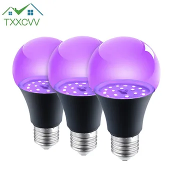 12 W E27 UV лилаво черна крушка свети в тъмното, за да проверите за партита лампа за парти Blacklight Bar луминесцентна декоративна лампа