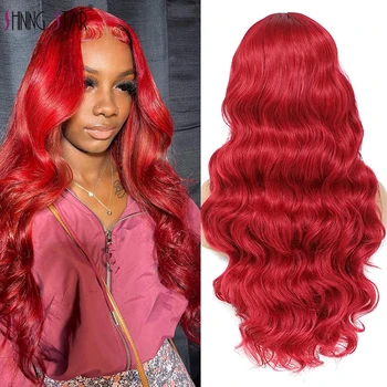 13x4 цветни червени дълги къдрави коси, завързана предния край прозрачен перука за жени, къдрава, предварително выщипанные коса, завързана предния край на човешкия перука