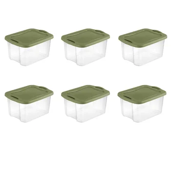 40 Qt. Пластмасов, прозрачен, с градински чай, комплект от 6 чекмеджета за съхранение