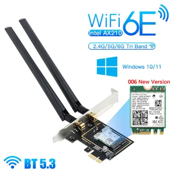 5374 Mbps Wifi 6E Intel AX210 Pcie Безжичен Адаптер Bluetooth 5,3 Intel ax210ngw M. 2 Мрежова Карта Wi Fi Windows 10 11 За PC