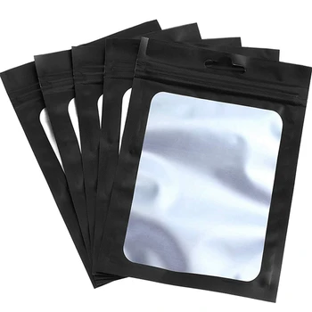 600 Парчета Закрывающихся пакети за съхранение на хранителни продукти С Прозрачен прозорец За опаковане на кафе на зърна (черен, 2,4 X 4 инча)