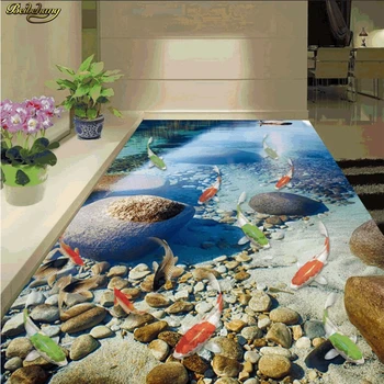 beibehang Обичай на пода, за нанасяне на подови бои с висока разделителна способност, естествен паркет от езерото девет риби, 3D, дебел PVC устойчив на абразия