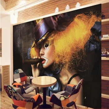 beibehang хартия 3D Секси момиче само за дискотека, нощен клуб, бар кабелна телевизия Кафе стенно изкуство стенно покритие стенописи-3d тапети начало декор