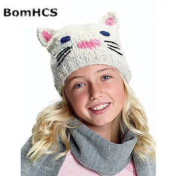 BomHCS Скъпа вязаная шапчица за момичета с животни, скъпа шапка за котки