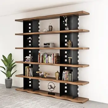 Bookshelf от масивно дърво в скандинавски стил, книжен шкаф в стената, реколта полк, жп полк, подови