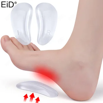 EiD Прозрачна ортопедична опора за свода на стъпалото, стелки, плоча за краката, коректор плоскостопия, възглавница за обувки, части за грижа за краката, стелки, силиконов гел