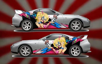 JDM Turbo Момиче Автомобили Ливрея Стикер Стикер е с Цветна Печатна Обвивка Страничната Обвивка на Автомобила Аниме Тиен Японски Домо Кун Секси Момиче fo
