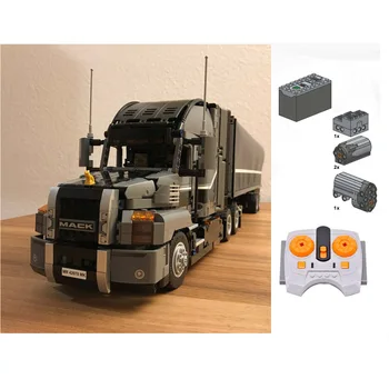 MOC 42078 Anthem камион строителни блокове ремарке с една литиева батерия двигател на автомобил с Bluetooth управление на играчки Тухлена автомобил Мухъл крал