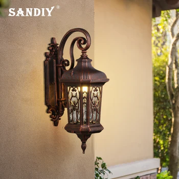 SANDIY LED Открит Лампа за Верандата, Ретро Лампа, Водонепроницаемое Европейското Винтажное Осветление за Вратата на Дома, Двора, Външно Монтиране на Стенни E27/E26