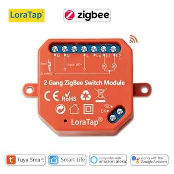 Sasha Smart Life ZigBee Switch 2 Банда Релеен Модул За Осветление Google Home Помощник Алекса Echo App Таймер Дистанционно Управление Zigbee2MQTT