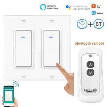 Sasha US Wifi Bluetooth двухрежимный умен стенен ключ за осветление 1/2-лентов безжичен ключ ключ приложение Smart Life, което е Съвместимо с Алекса