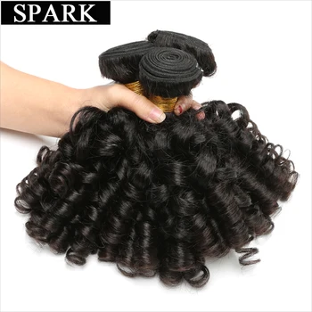Spark Бразилски коси Тъкане на греди Свободни еластични къдрава коса за удължаване 1/3/4 БР 28-30 см за черни жени Реми Hair