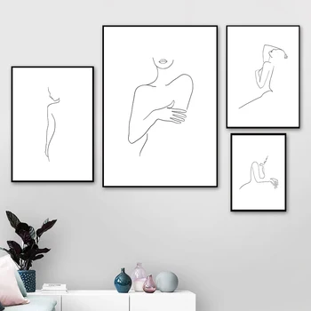 Абстрактен принт Секси жена, плакат с гол момиче, минималистичная картина върху платно, постери за йога, стенни пана в скандинавски стил, интериор за хол