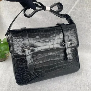 Автентични екзотични мъжки чанти от крокодилска кожа, чанта-месинджър от естествена кожа на алигатор, мъжки ежедневни чанта на едно рамо