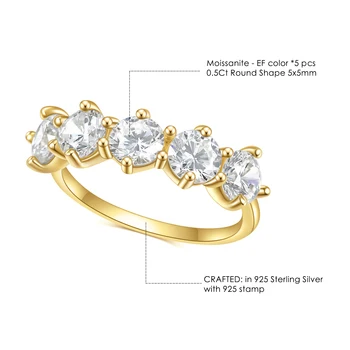 Бижу GEM'S BALLET от сребро 925 проба с муассанитом, пръстен кръгъл диамант нарязан, годежен пръстен със скъпоценния камък 