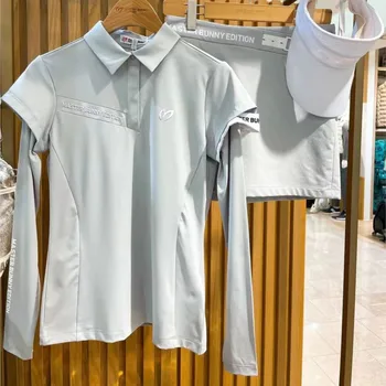 Дамски ризи с къси ръкави, тениска за голф с дълъг ръкав, бързосъхнеща, UPF 50 +, защита от слънцето, леки спортни стаи ризи