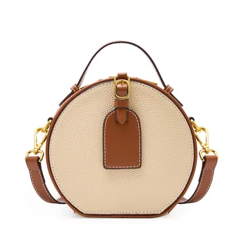 Дамски чанта за жени, модни дизайнерски луксозни нови чанти, висококачествени кожени чанти за рамо, в стил ретро, дамски кръгла чанта-тоут с пискюли