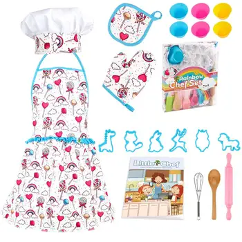 Детска престилка за готвене, ръкавици, определени шапки, розово Великден, Хелоуин, детски кухненски инструмент за печене, играчки за игри