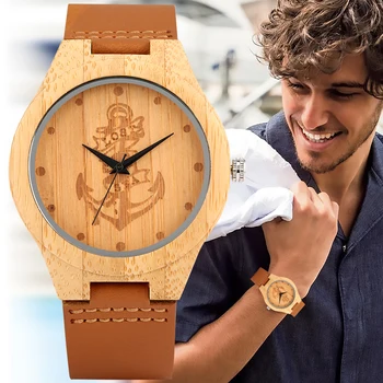 Дървени часовници за мъже, подарък, луксозни кварцов ръчен часовник с гравиран на котвата, мъжки часовници, лого/име на поръчка, Regalos ал Hombre