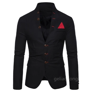 (Един блейзър) Черен/бял/червен мъжки блейзър, оборудвана сватбен костюм на младоженеца, яке, сшитое на поръчка модно официална бизнес палта, потници