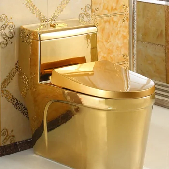 Златен тоалетна чиния в европейски стил, творчески художествени тоалетна чиния, супер-дезодорант с закручивающимся цвят, водосберегающий бар тоалетна чиния