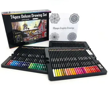 Комплект цветни моливи за рисуване 72 бр., молив за рисуване от мека дървесина, 30 страници, графит фигура за colorization скици на художника, стоки за бродерия