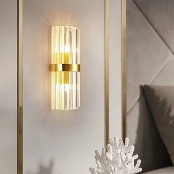 Кристал, с монтиран на стената лампа, луксозен постмодернистский просто фон за всекидневната, нощно шкафче за спалня, коридор, led, с монтиран на стената лампа E14