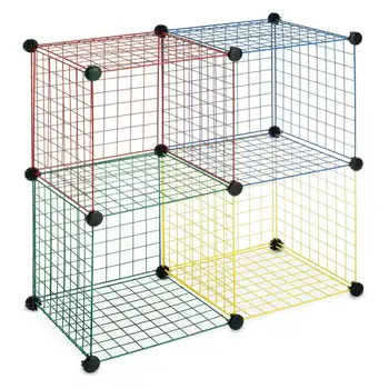 Кубчета за съхранение - Штабелируемые Свързани с Телени рафтове - Комплект от 4 броя - 14.25 на 