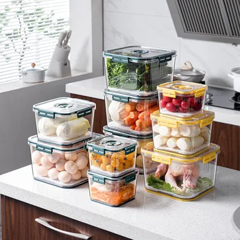 Кутии-организаторите за хладилник с о-капаци, штабелируемые кутии от прозрачна пластмаса за хладилник, организация на склада, не съдържа BPA