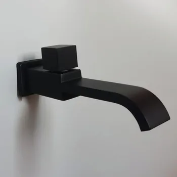 Месинг смесител за миене на съдове със студена вода, монтиран на стената черен кран за мивка, квадратен миксер за студено злато SC307