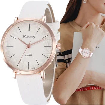 Модерен дамски часовник с голям циферблат, дамски кварцов часовник, с опростен дизайн на колана, дамски часовници