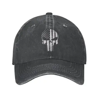 Нова изработени по поръчка памучен бейзболна шапка с флага на сащ за мъже и жени, регулируема скелет, череп, шапка за татко, градинска облекло