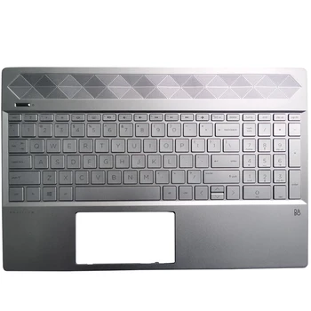 Новата клавиатура за лаптоп САЩ С Горната част на капака, за да Подложки за ръце за HP Pavilion 15-CW 15-CS TPN-Q208 TPN-Q210 Сребрист