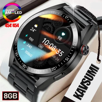 Нови ежедневни смарт часовници AMOLED, които се показват винаги на времето на повикване чрез Bluetooth, Умни часовници, Мъжки музикални часовници За Huawei TWS, Слушалки, Часовници