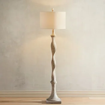 Обичай под лампа в стил френски кънтри, выветрившееся дърво, ретро усукана дървена художествена под лампа за дневна, B & B, декоративни лампи за зала