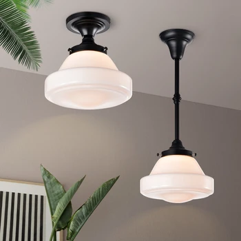 Окачен лампа от черно стъкло за спални, кухня, кабинет E27 промишлен окачен лампа Nordic плафониери