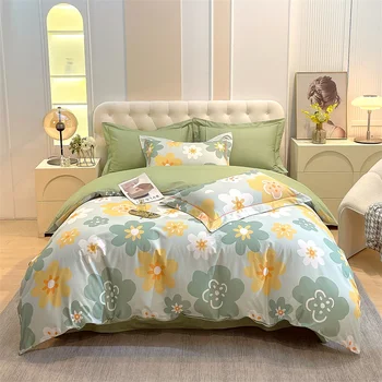 Памук чаршаф с активна мат-печат, луксозно и удобно спално бельо, с изключително големи легла, удобна украса за пододеяльника