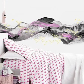 Потребителски стенни тапети 3D Абстрактен тъмен пейзаж в китайски стил Художествена линия Фреска, Всекидневна с телевизор, Диван Спалня Papel De Parede