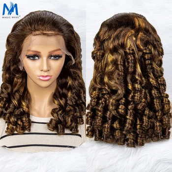 Свободни къдрави перуки, изработени от човешка коса 13x4, дантелени предни перуки от косата Brailizan FUMI, вълнообразни боб с детски коса за черни жени