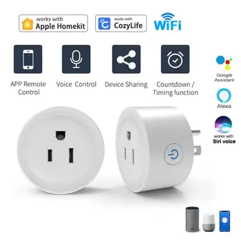 Стандартна Wi-Fi умен изход 10A 16A Подкрепа Cozylife Homekit Smart Plug с монитор хранене Алекса Google Home Гласово управление