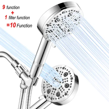 Фильтруемая Накрайник за душ с Ръчен държач за Високо налягане 9+1 Функция с подаване на вода под налягане и филтрация