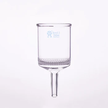 Фуния за стъклен филтър плоча с малък отвор, капацитет 250 мл, със стъклен плат, лазерно пробиване