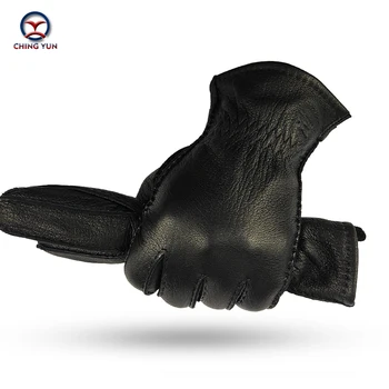 ЧИНГ ЮН 2019 нови зимни мъжки ръкавици от еленова кожа кожа ръчно изработени, мъжки топли и меки мъжки черни ръкавици с подплата от 70% вълна