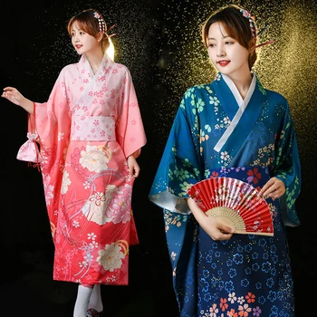 Японското кимоно, традиционното и женствена рокля, юката, Сакура, розов халат с дълъг ръкав, празничен костюм, фестивал, лятна фотосесия