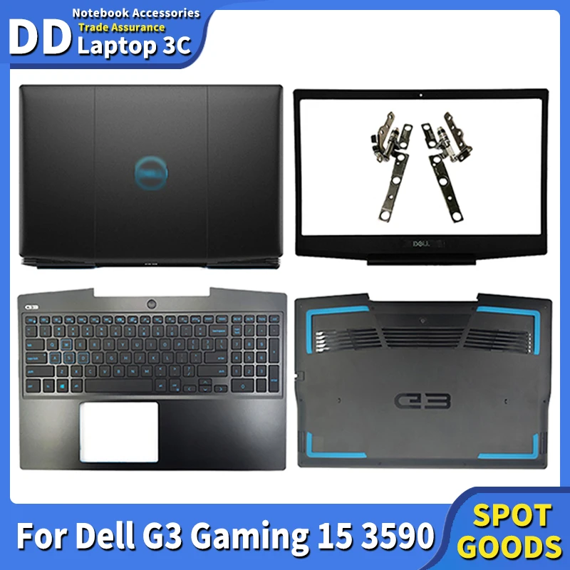 НОВИ Оригинални За лаптоп Dell Gaming G3 3590 LCD Дисплей на Задната част на Кутията на Предната Рамка, Поставка За Ръце Долен Корпус Линия на Горния Капак Горната част на Корпуса Син . ' - ' . 0