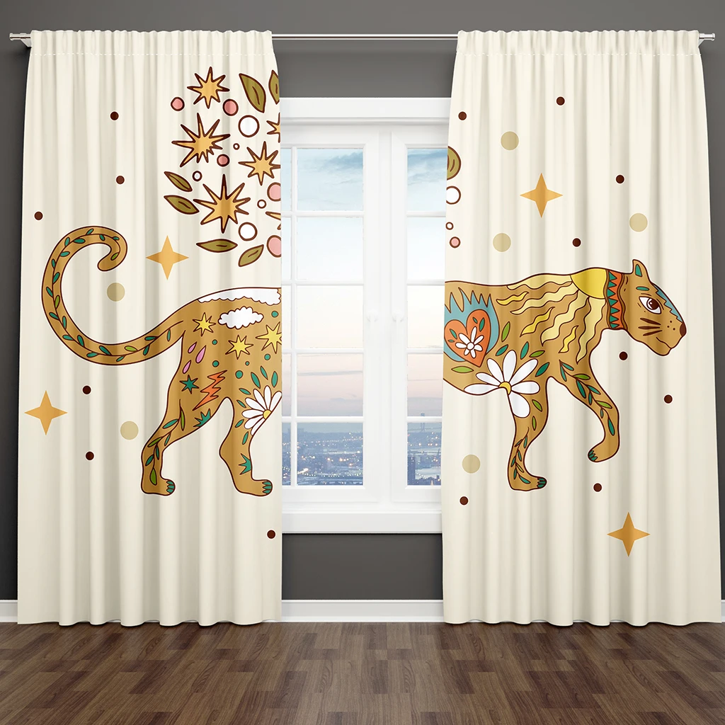 Луксозен бохемски кошмарен абстрактен художествен дизайн Leopar Безплатна доставка на 2 бр. затеняющий завеса Winodw за хола спални . ' - ' . 0