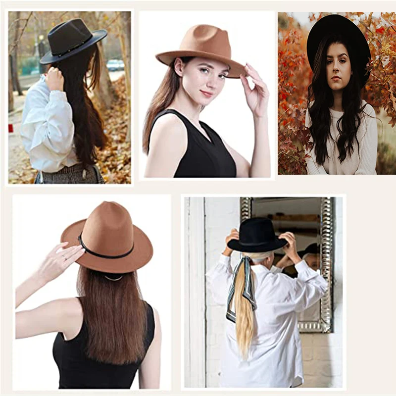 Нови модни панама унисекс с колан, класически дамски филц шапки с широка периферия, мъжки джаз шапки в ретро стил, вечерни официални цилиндри . ' - ' . 1