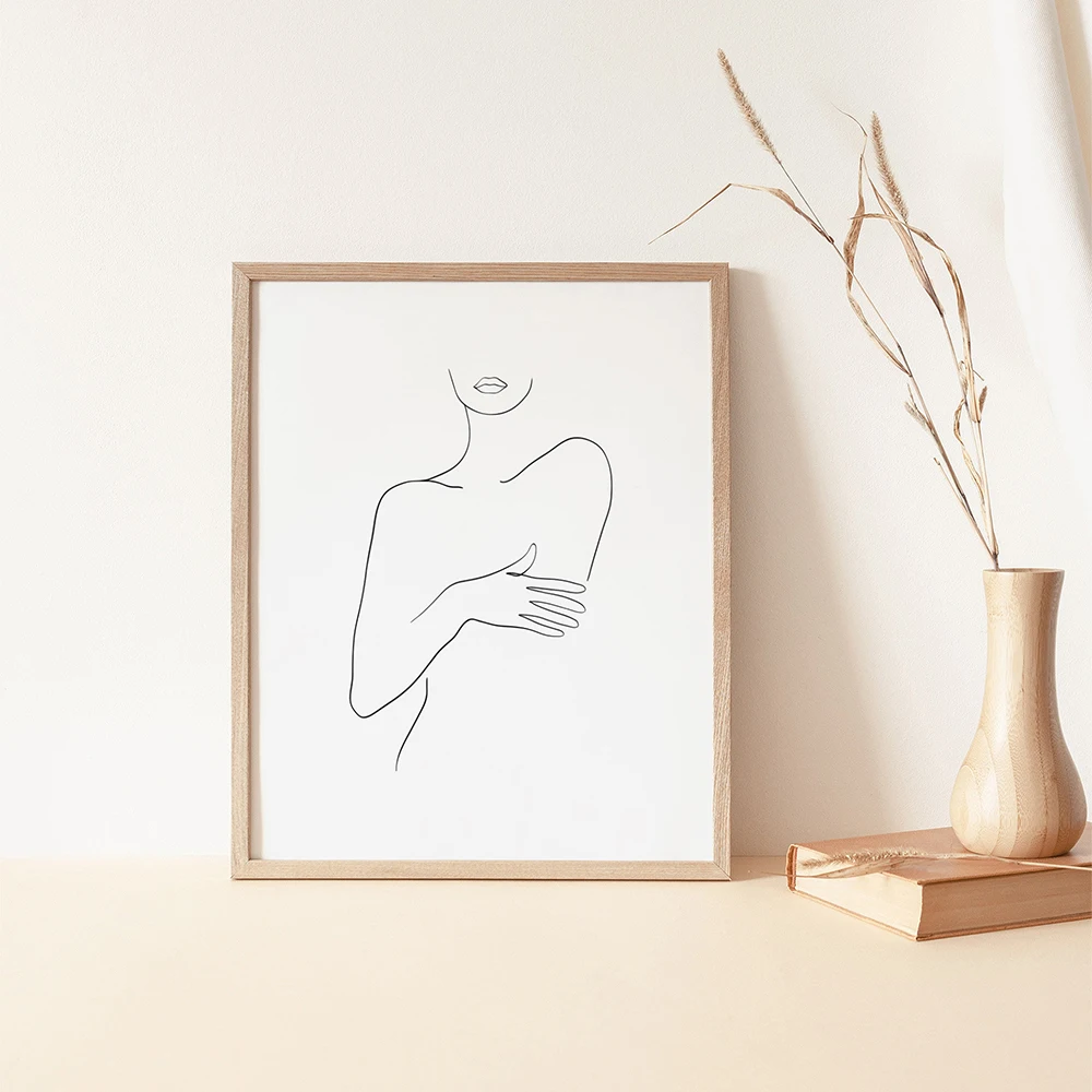 Абстрактен принт Секси жена, плакат с гол момиче, минималистичная картина върху платно, постери за йога, стенни пана в скандинавски стил, интериор за хол . ' - ' . 1
