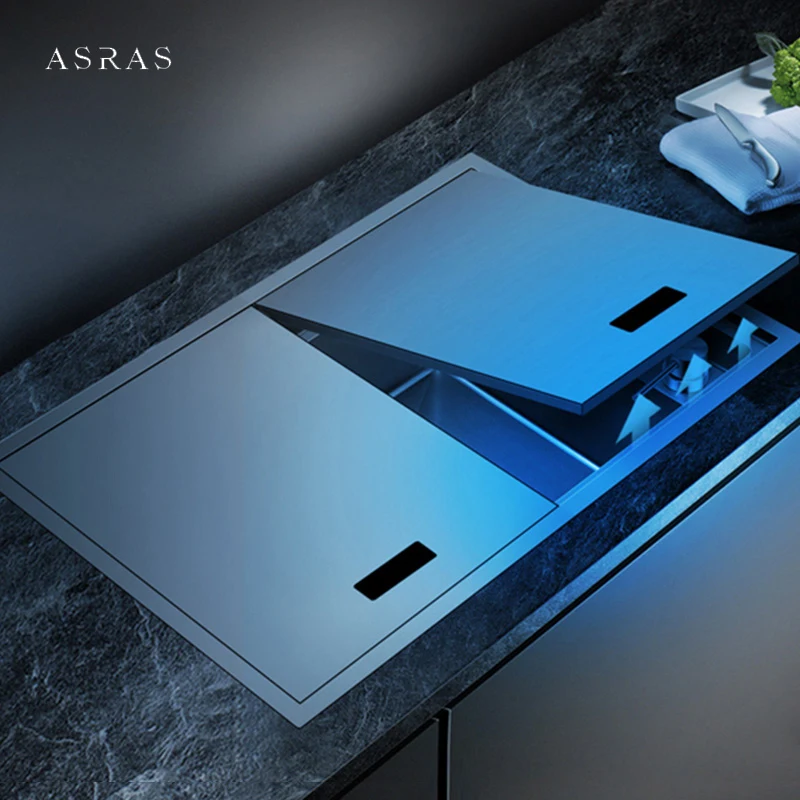 Кухненска мивка от неръждаема стомана ASRAS 304 Нанометровая двойна скрита кутията с дебелина 4 мм, ръчна работа, единична кухня с голям размер . ' - ' . 1