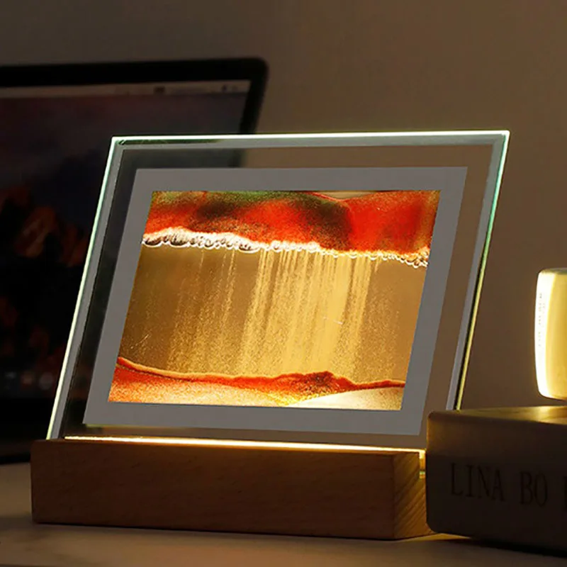 Творчески 3d пясъчен часовник Дълбоководно пясъчен пейзаж с лампа Офис за спални сладкиш от маслено тесто изкуство Цветни декоративни Пясъчен часовник Декорация на дома . ' - ' . 1